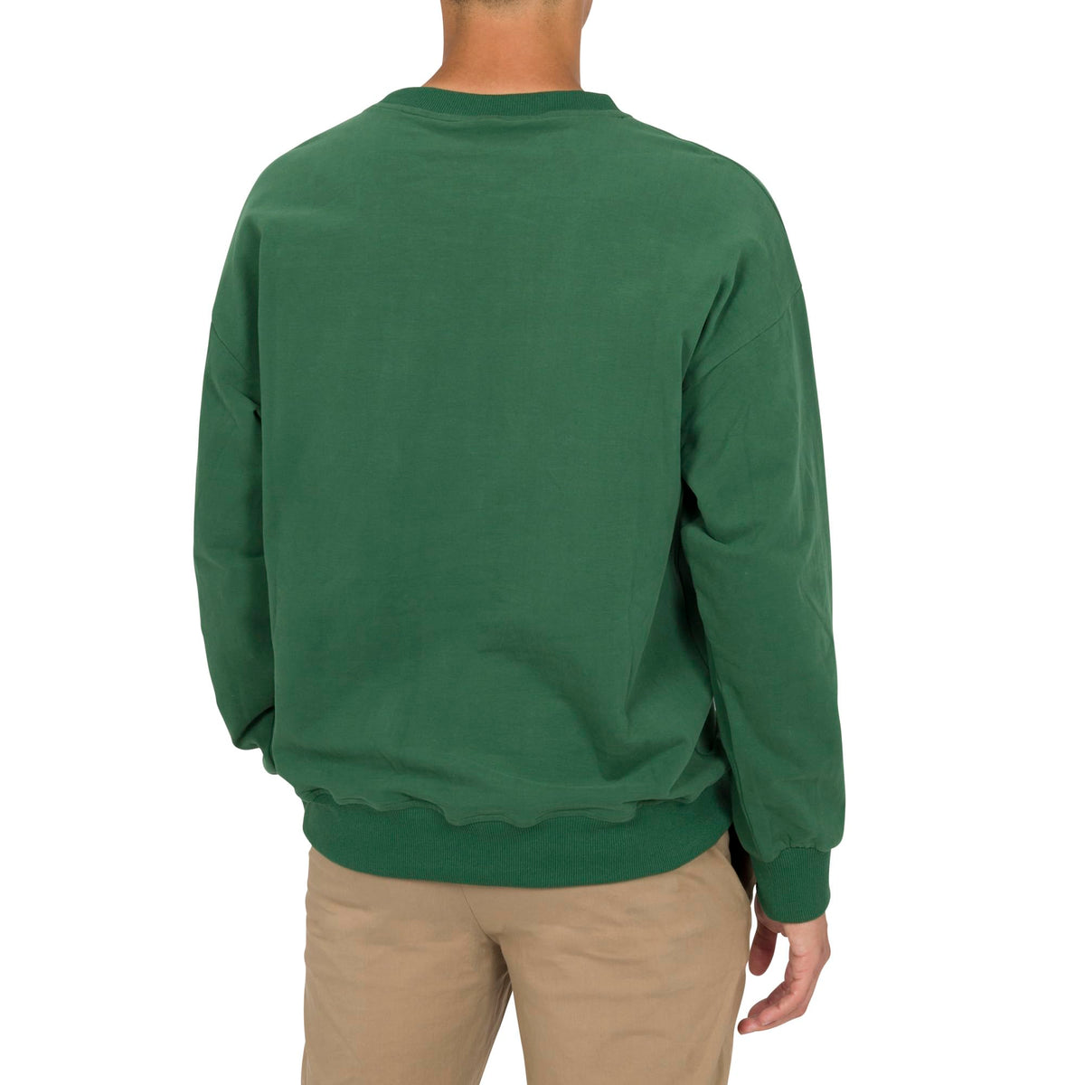 Cotton crewneck in Green, back view