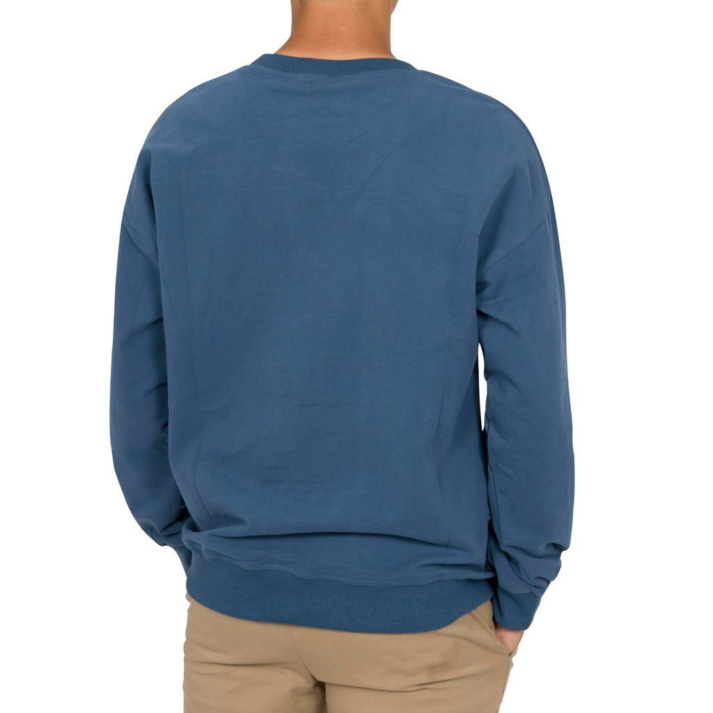 Cotton crewneck in Blue, back view
