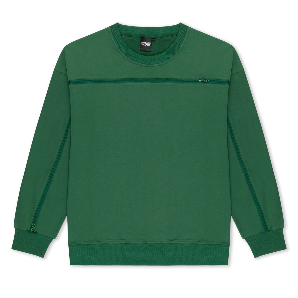 Cotton crewneck in Green, laid flat