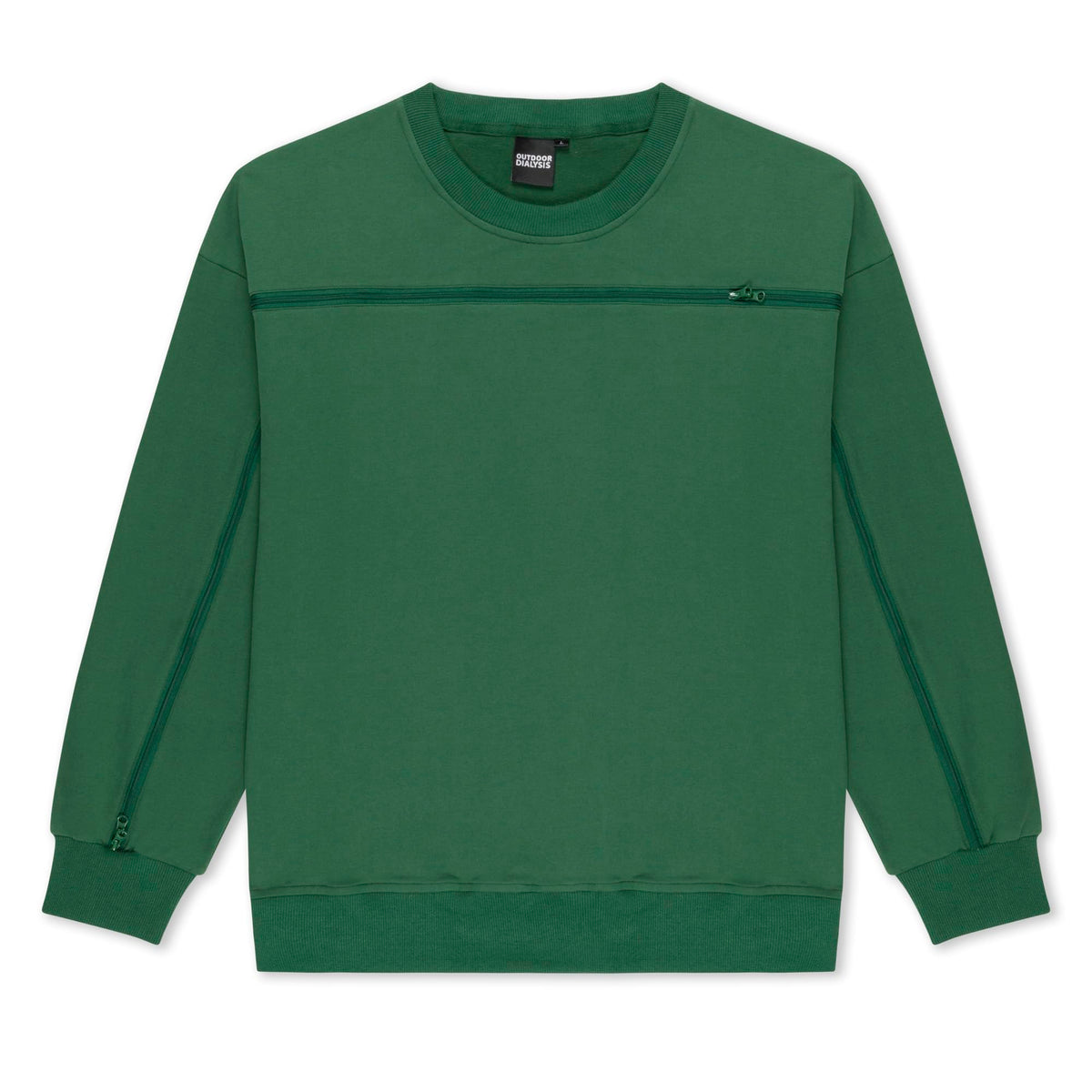 Cotton crewneck in Green, laid flat
