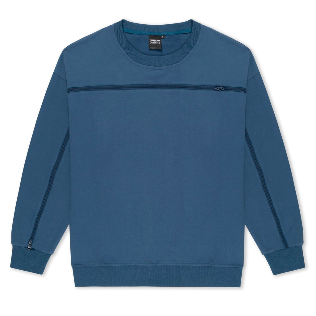 Cotton crewneck in Blue, laid flat