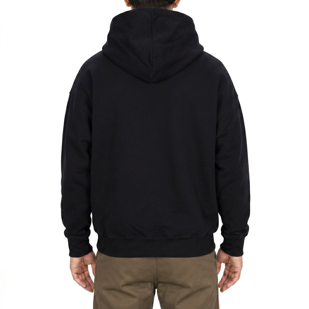 Cotton full-zip hoodie in Black, back view