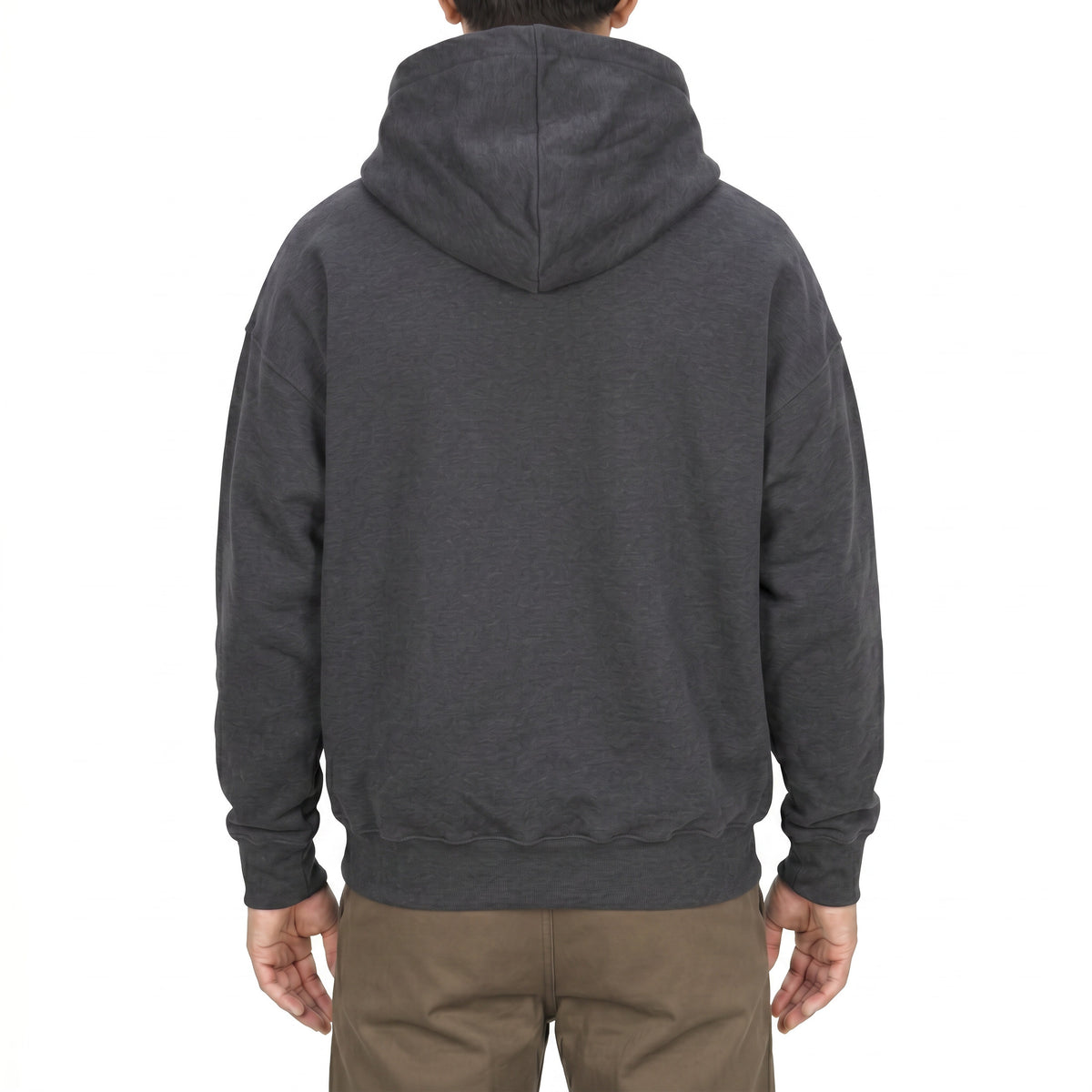Cotton full-zip hoodie in Gray, back view