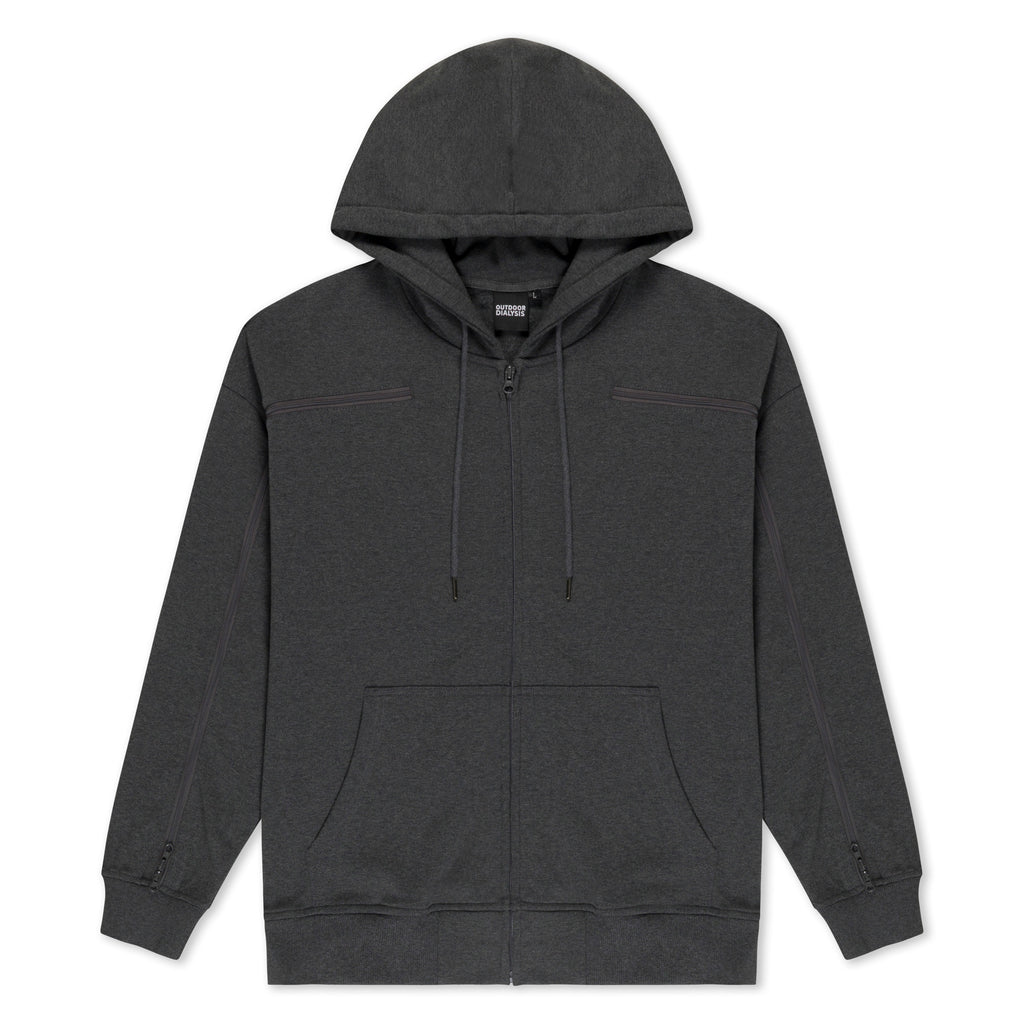 Cotton full-zip hoodie in Gray, laid flat
