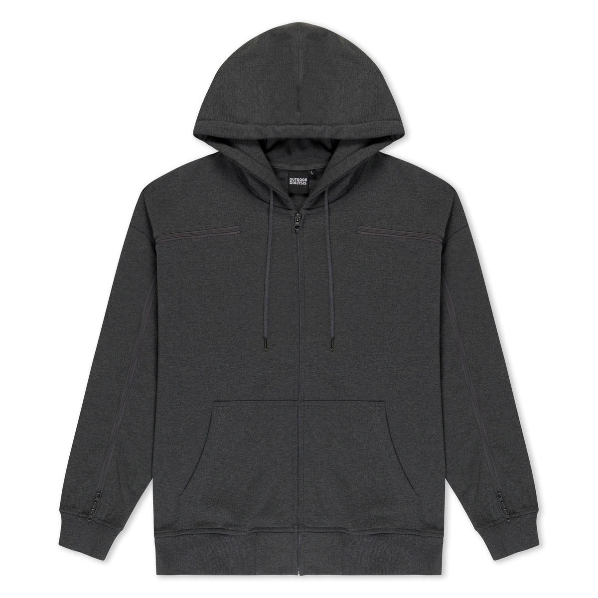 Cotton full-zip hoodie in Gray, laid flat