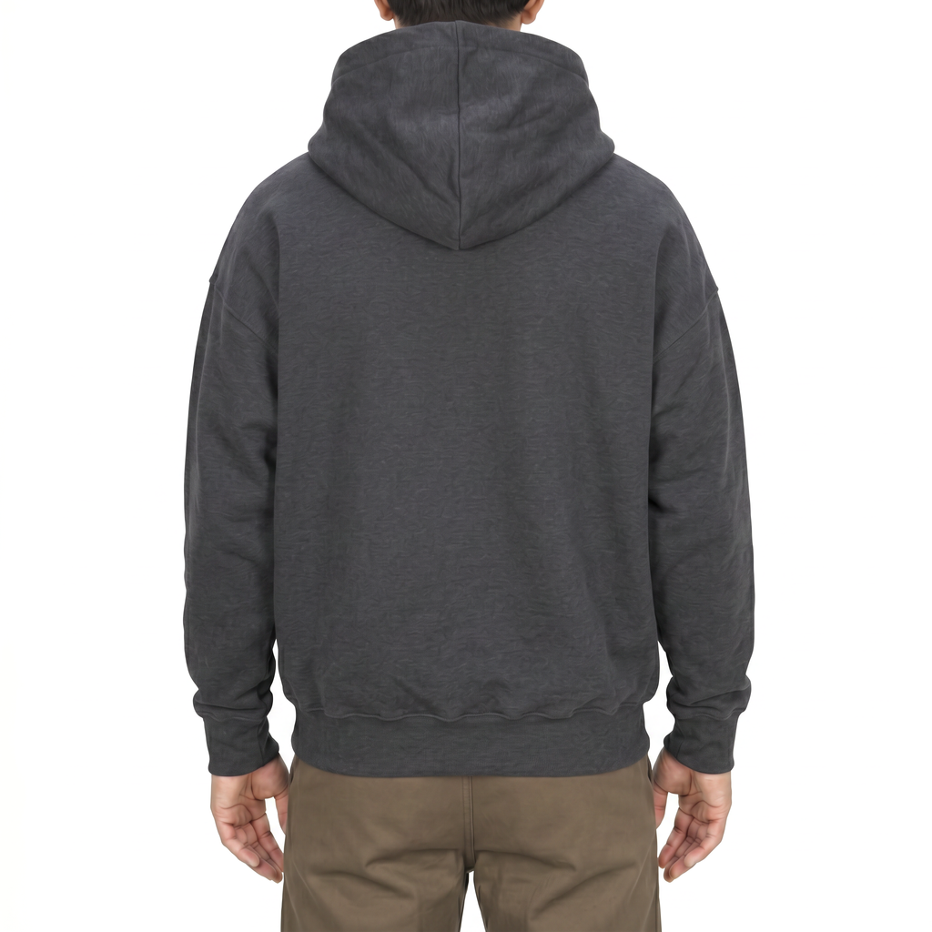 Cotton pullover hoodie in Gray, back view