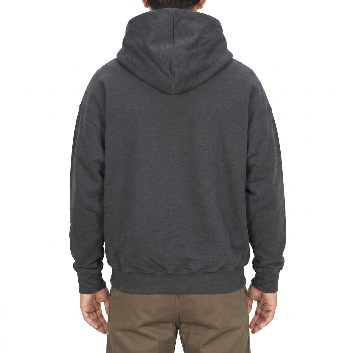 Cotton pullover hoodie in Gray, back view