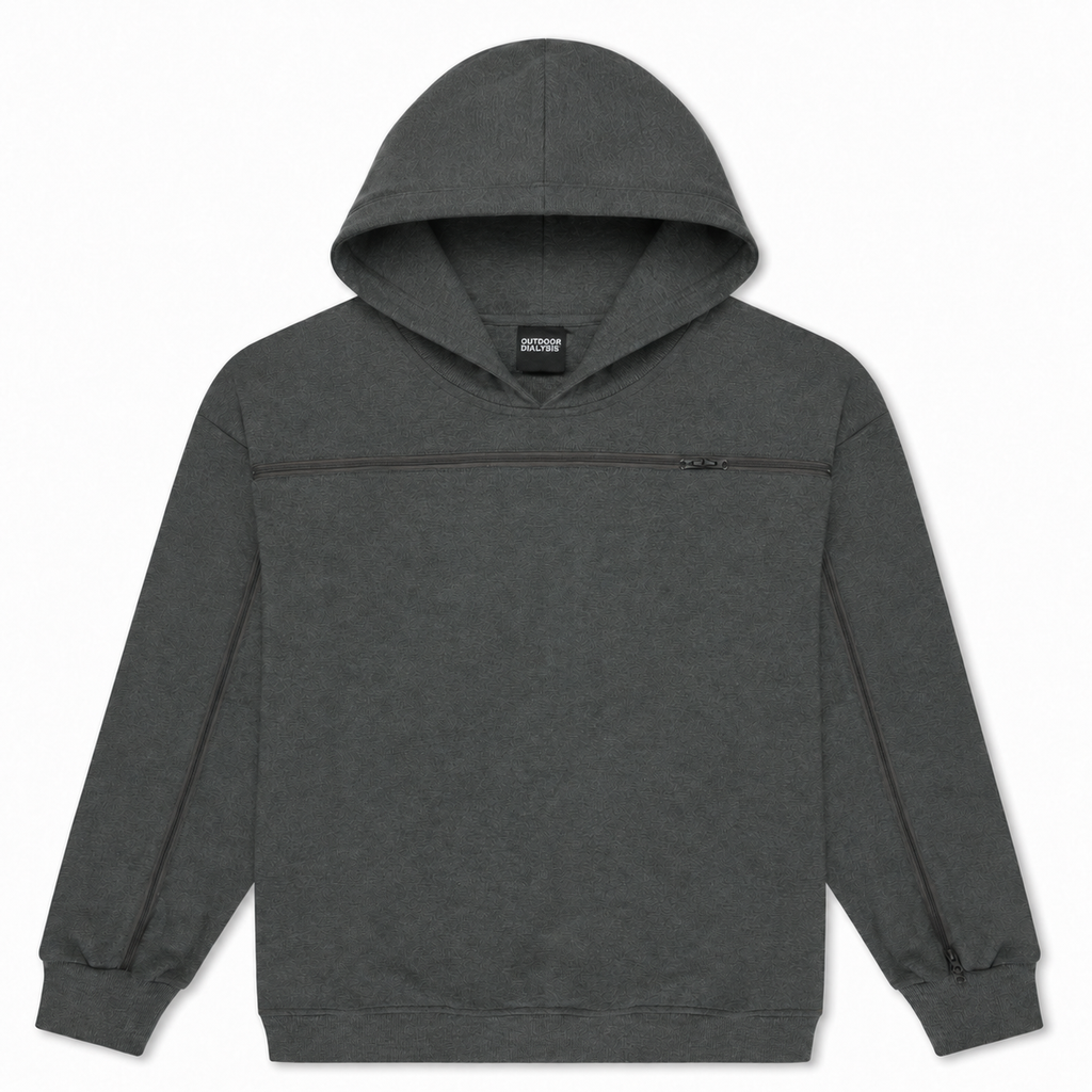Cotton pullover hoodie in Gray, laid flat