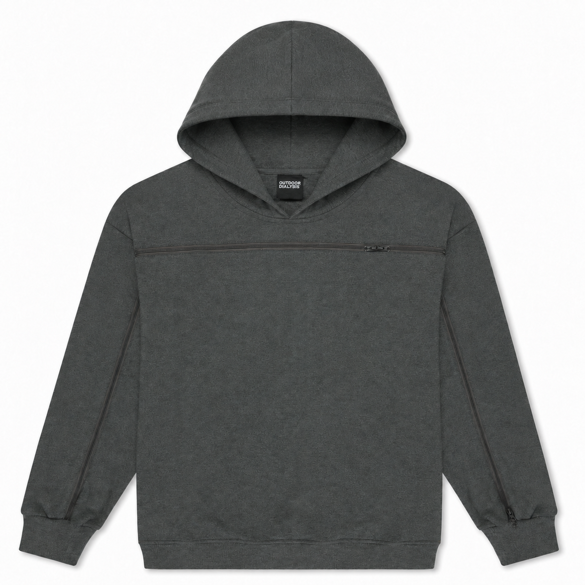 Cotton pullover hoodie in Gray, laid flat