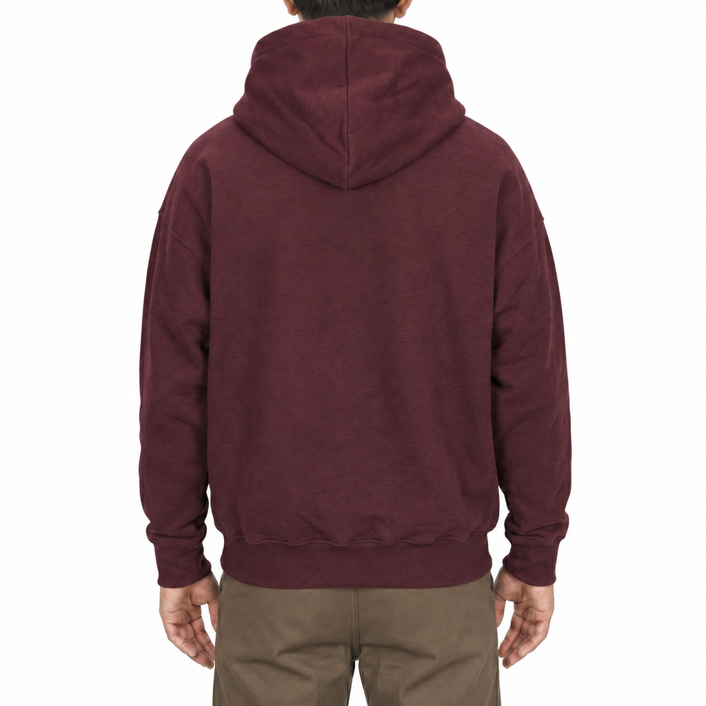Cotton pullover hoodie in Red, back view