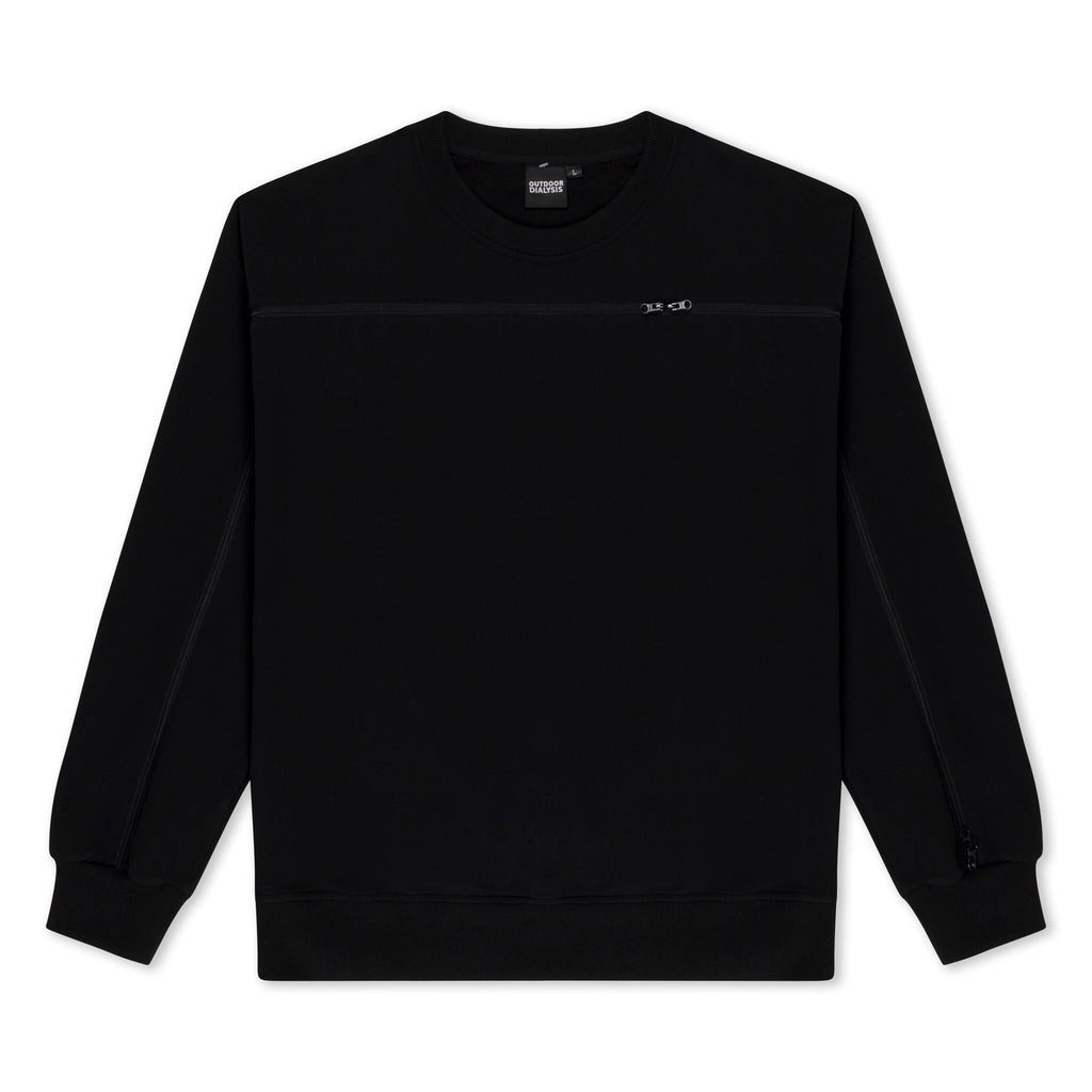 Cotton crewneck in Black, laid flat