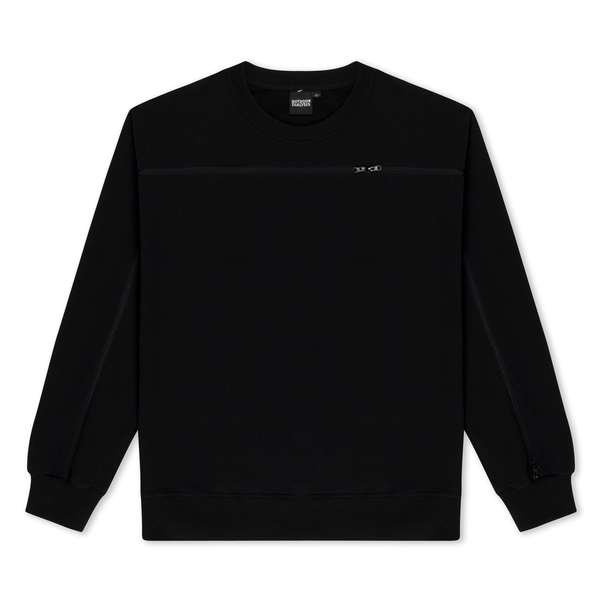 Cotton crewneck in Black, laid flat