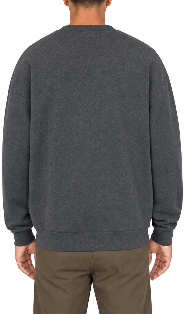 Cotton crewneck in Gray, back view