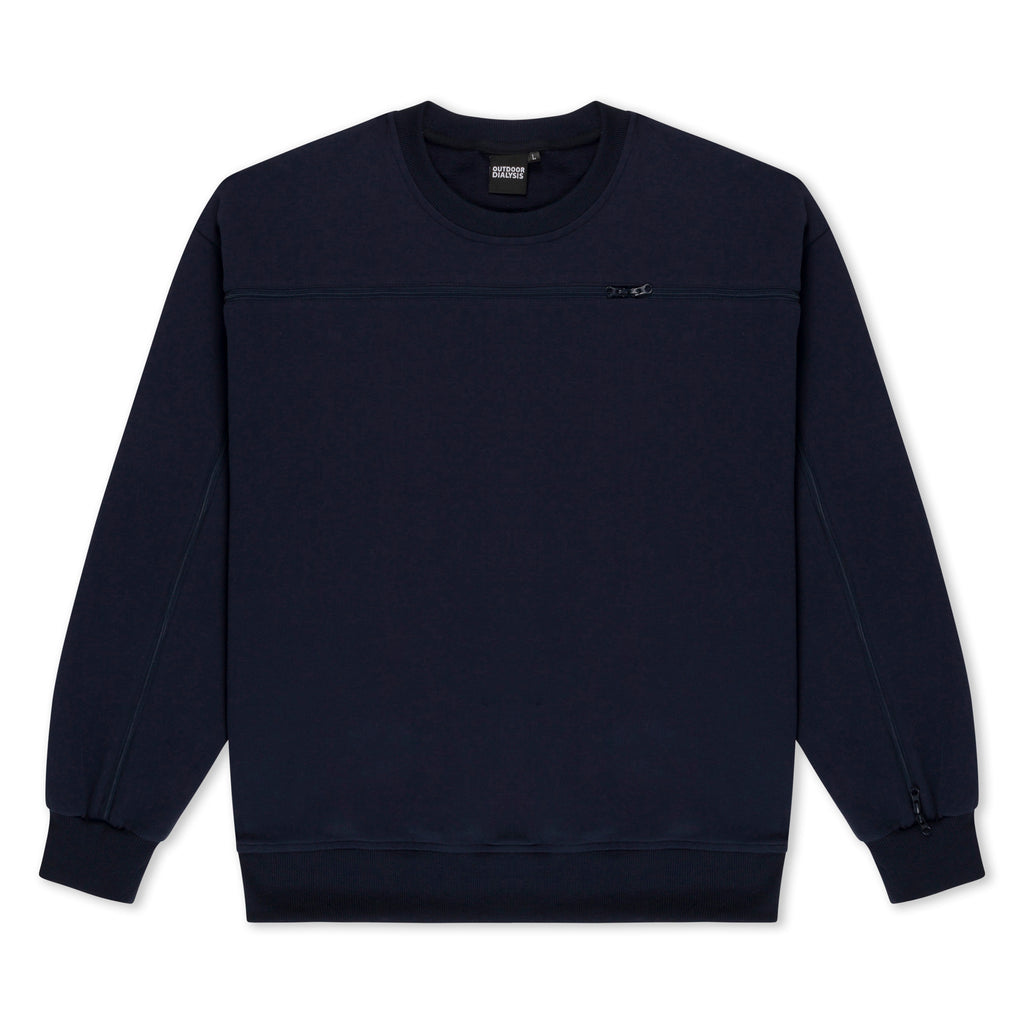 Cotton crewneck in Navy, laid flat