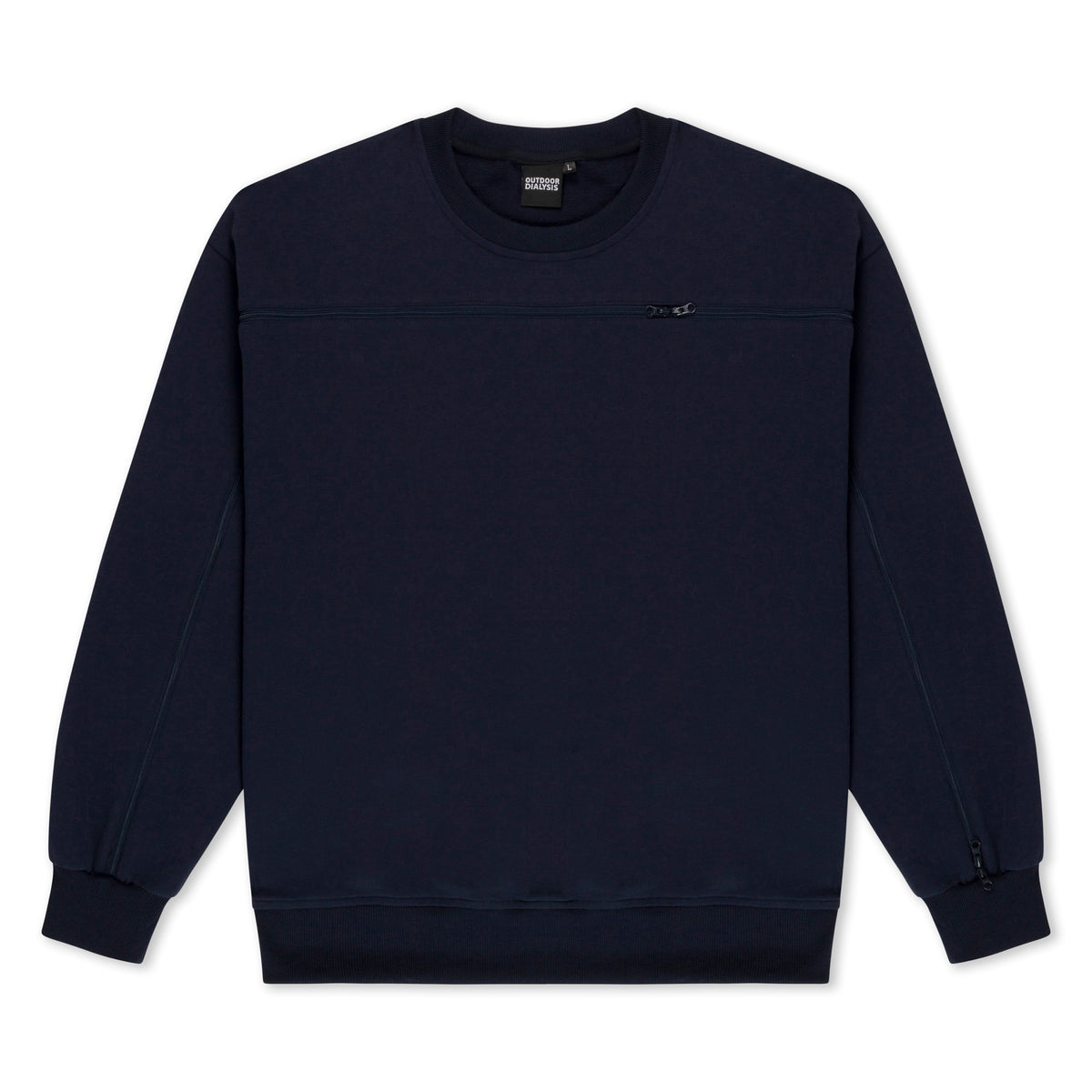 Cotton crewneck in Navy, laid flat