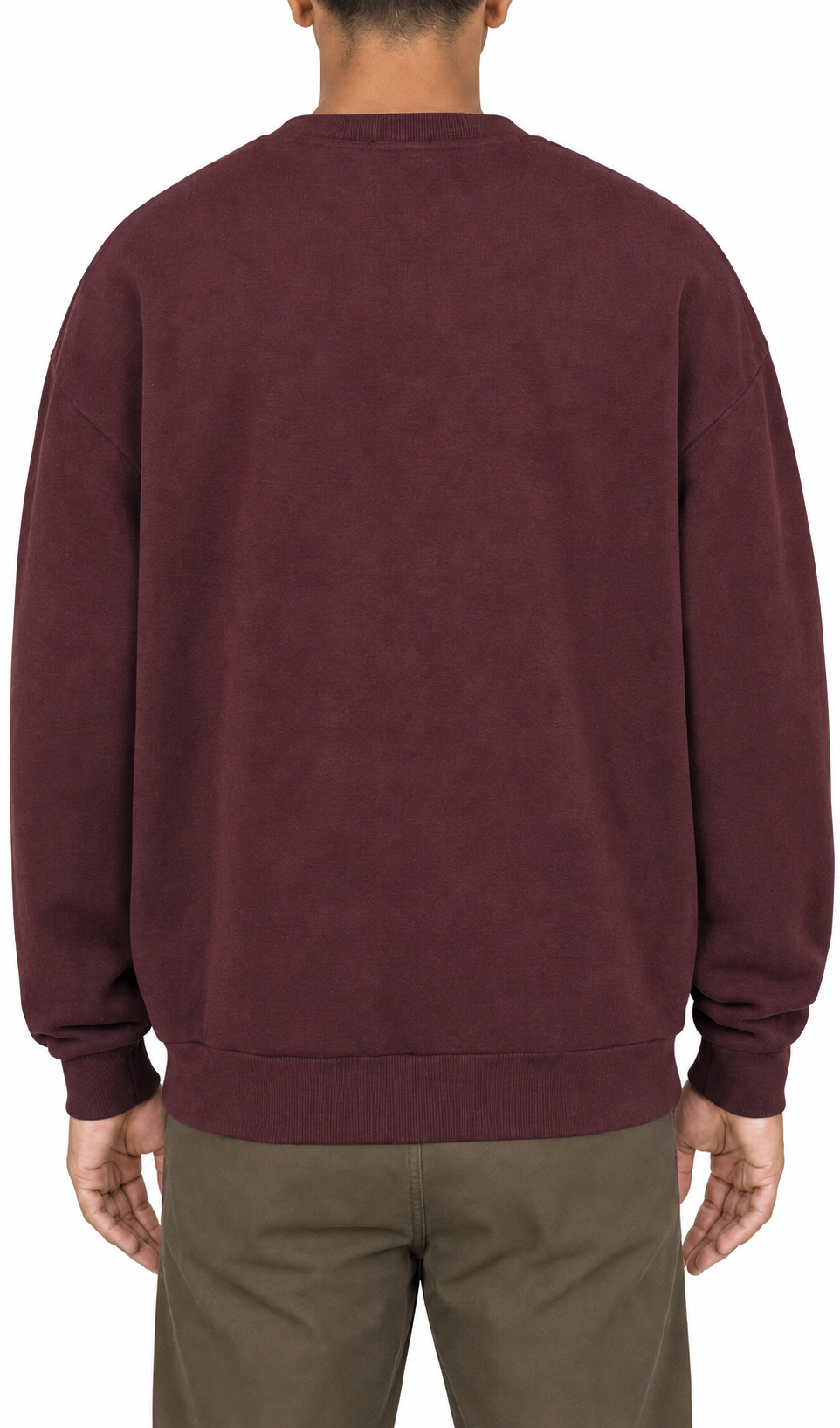 Cotton crewneck in Red, back view