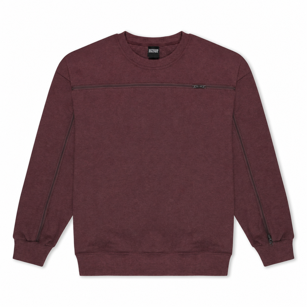 Cotton crewneck in Red, laid flat