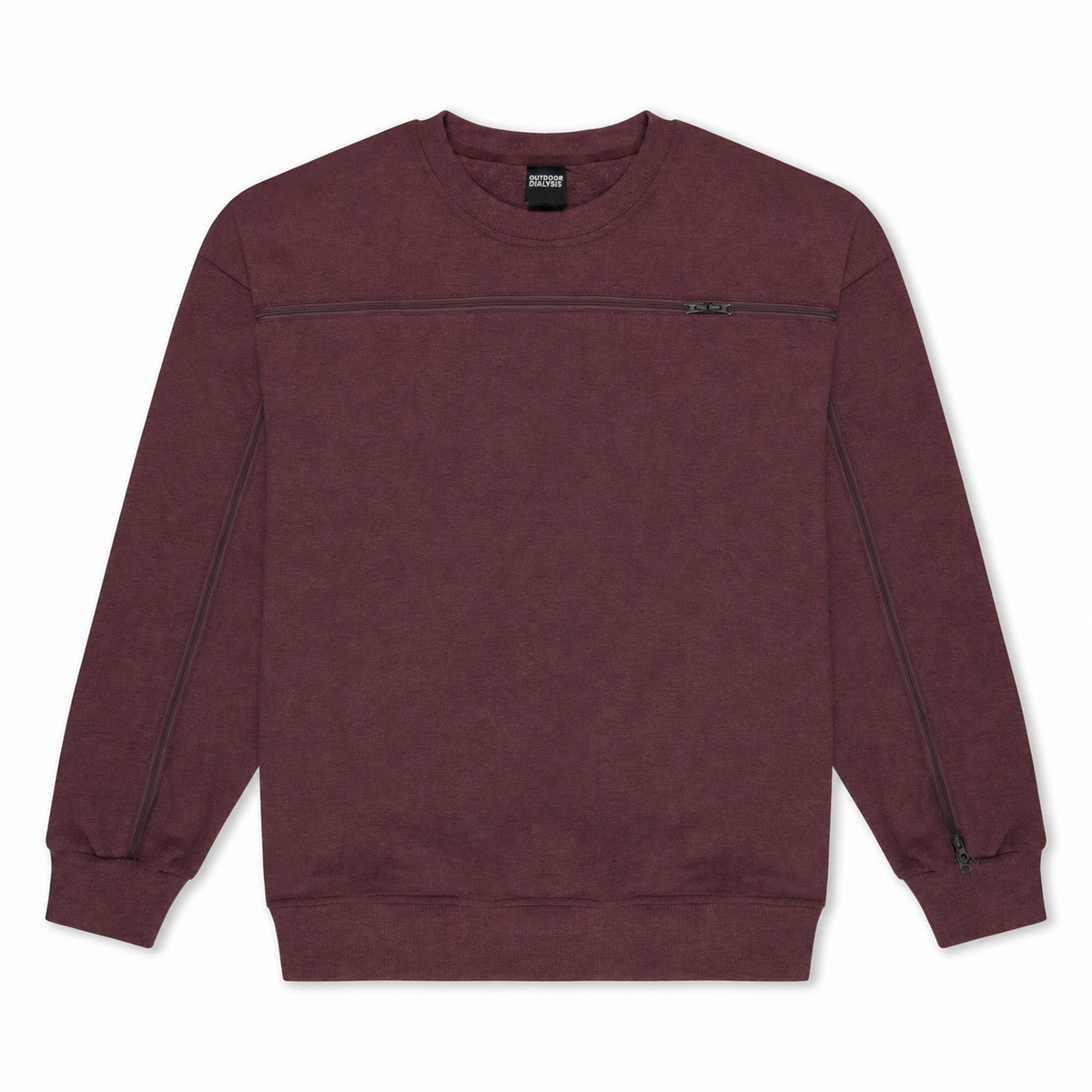 Cotton crewneck in Red, laid flat