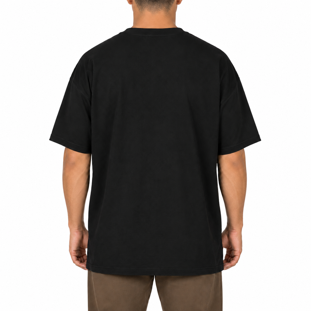 Cotton t-shirt in Black, back view