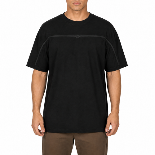Cotton t-shirt in Black, zipper closed